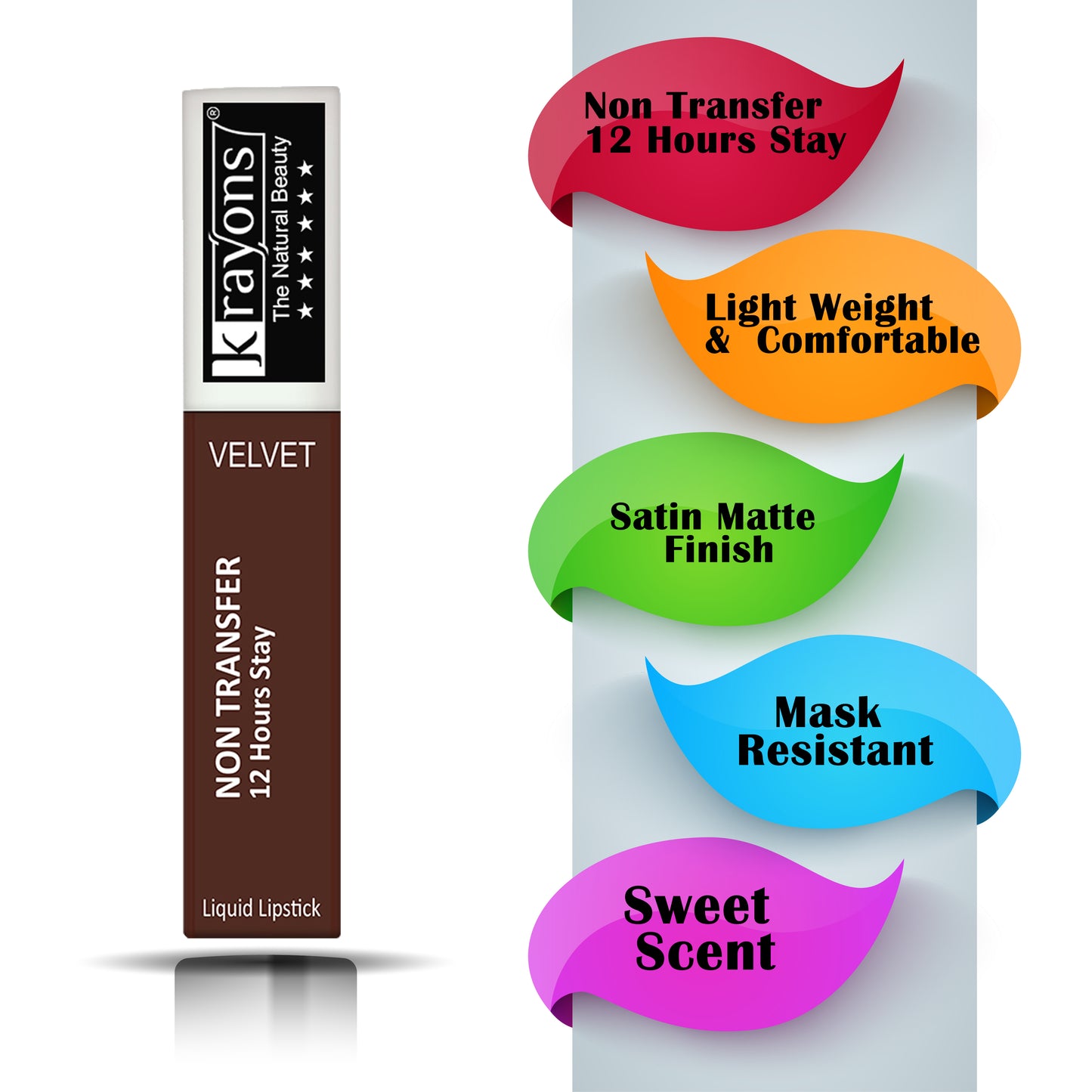Krayons Power Stay Nontransfer 12hrs Stay Matte Liquid Lipstick, Caramel, Mask Proof, Smudgeproof, Longlasting, 4ml