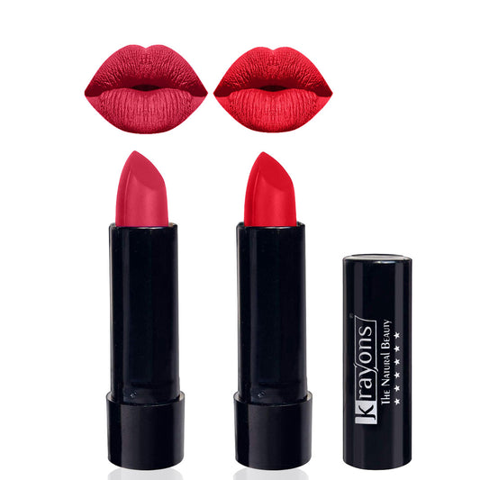 Krayons Cute  Matte Lipstick, Waterproof, Longlasting, 3.5gm Each, Pack of 2 (First Crush, Orange Crush )