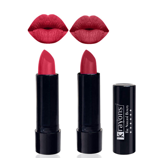 Krayons Cute  Matte Lipstick, Waterproof, Longlasting, 3.5gm Each, Pack of 2 (First Crush, Orange Tango)