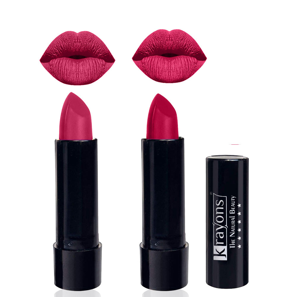 Krayons Cute Matte Lipstick, Waterproof, Longlasting, 3.5gm Each, Pack of 2 (Angel Pink, Pink Lips)