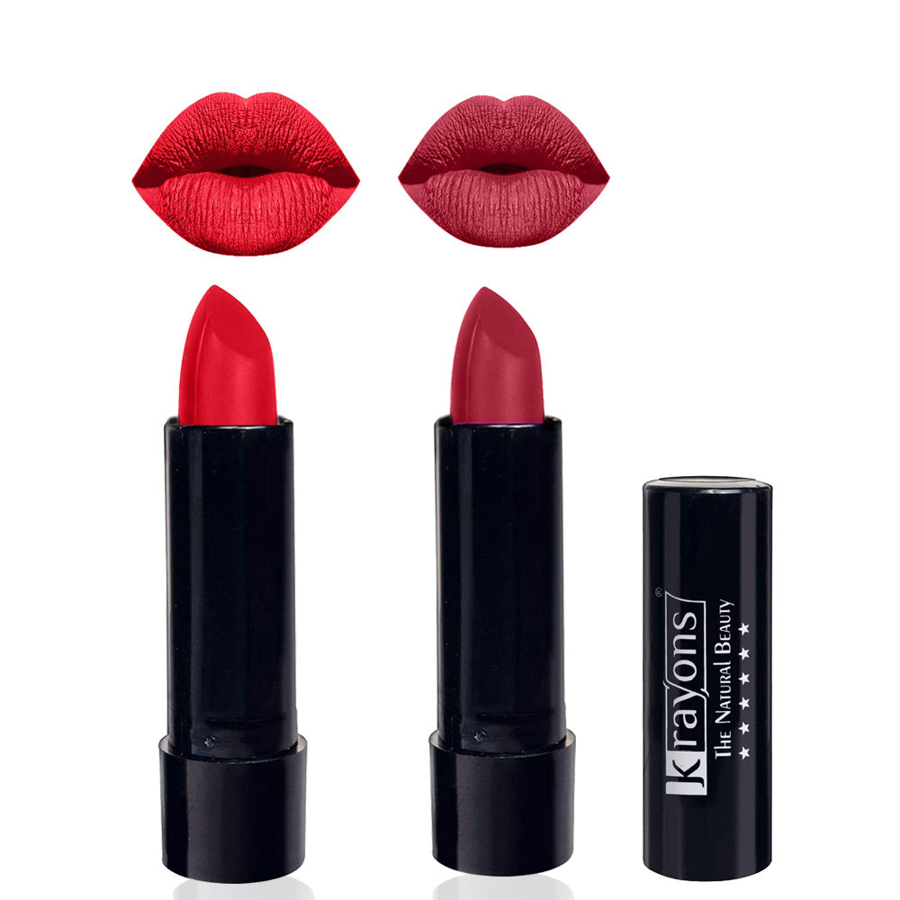Krayons Cute Matte Lipstick, Waterproof, Longlasting, 3.5gm Each, Pack of 2 (Orange Crush, Orange Tango)