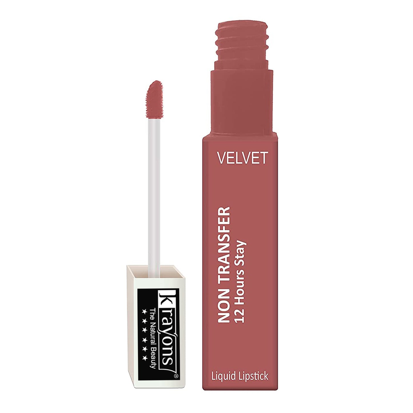 Krayons Power Stay Nontransfer 12hrs Stay Matte Liquid Lipstick, Wow Nude, Mask Proof, Smudgeproof, Longlasting, 4ml