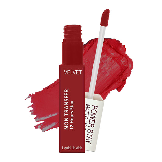 Krayons Power Stay Nontransfer 12hrs Stay Matte Liquid Lipstick, Red Rush, Mask Proof, Smudgeproof, Longlasting, 4ml