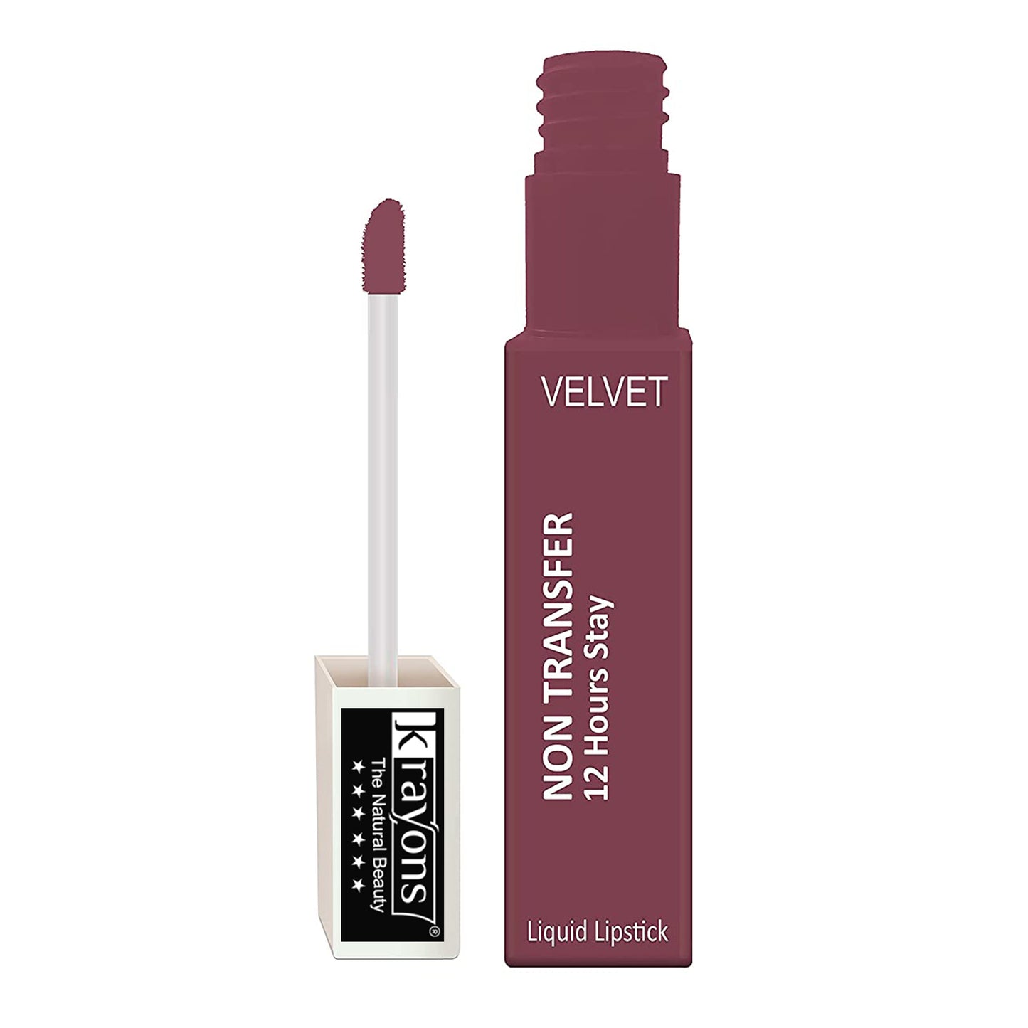 Krayons Power Stay Nontransfer 12hrs Stay Matte Liquid Lipstick, Mauve Glaze, Mask Proof, Smudgeproof, Longlasting, 4ml