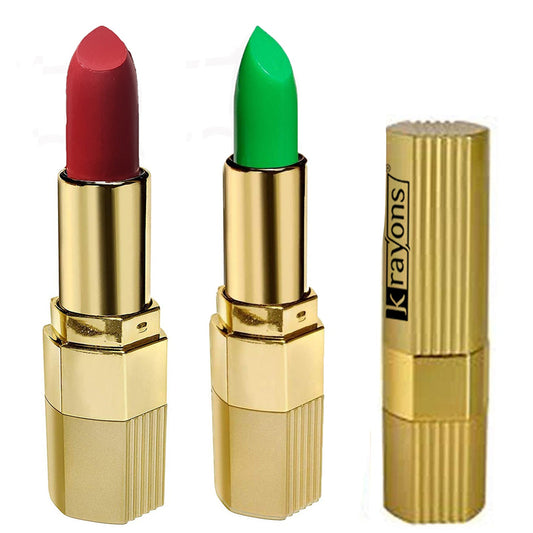 Krayons Desire Lipstick, Highly Pigmented, Longlasting, 3.5g Each, Combo, Pack of 2 (Scarlet Red, Magic Pink)