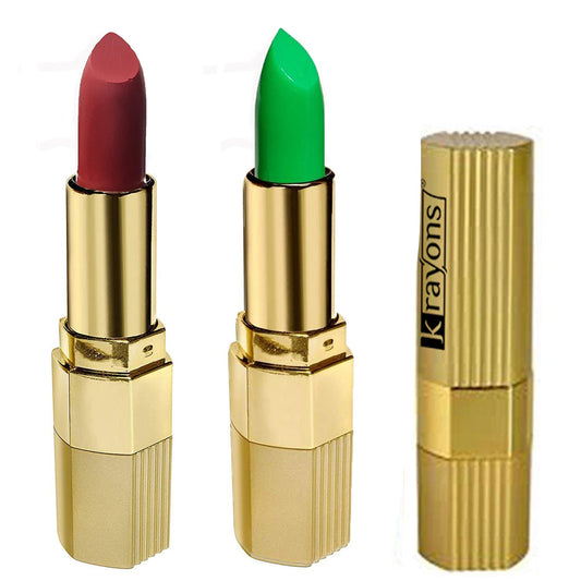 Krayons Desire Lipstick, Highly Pigmented, Longlasting, 3.5g Each, Combo, Pack of 2 (Garnet Red, Magic Pink)