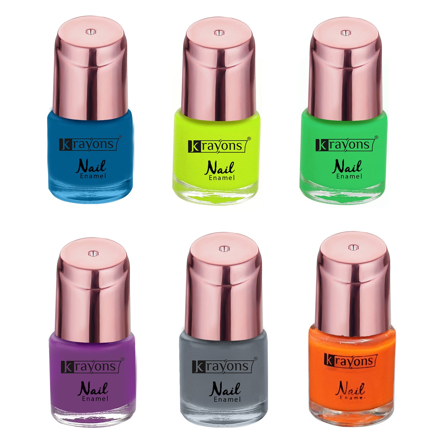 Krayons Crazy Gel Nail Enamel, Multicolor, 8ml Each, Combo (Pack of 6)