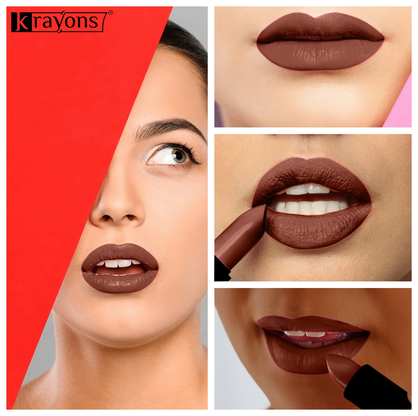 Krayons Cute  Matte Lipstick, Waterproof, Longlasting, 3.5gm Each, Pack of 2 (Chocolate Mocha, Pink Lips)