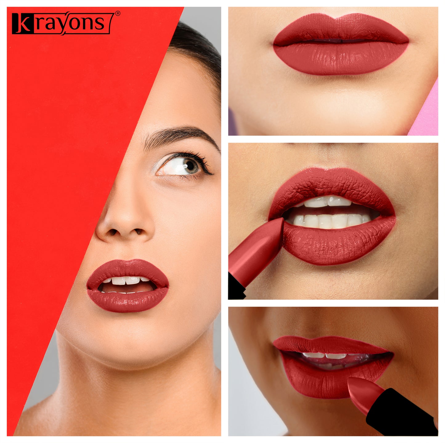 Krayons Cute  Matte Lipstick, Waterproof, Longlasting, 3.5gm Each, Pack of 2 (Centre Stage, Pink Lips)