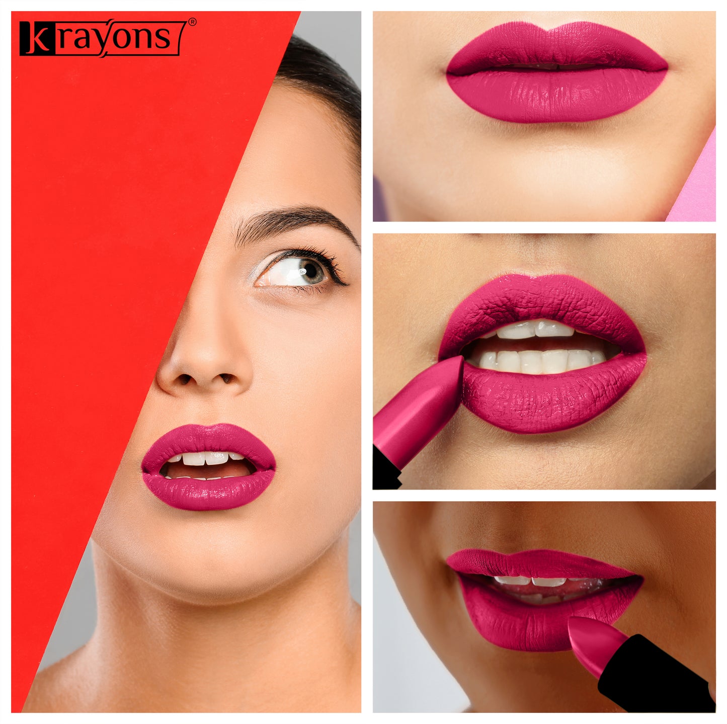 Krayons Cute  Matte Lipstick, Waterproof, Longlasting, 3.5gm Each, Pack of 3 (Brick Tone, Angel Pink, Pink Lips)