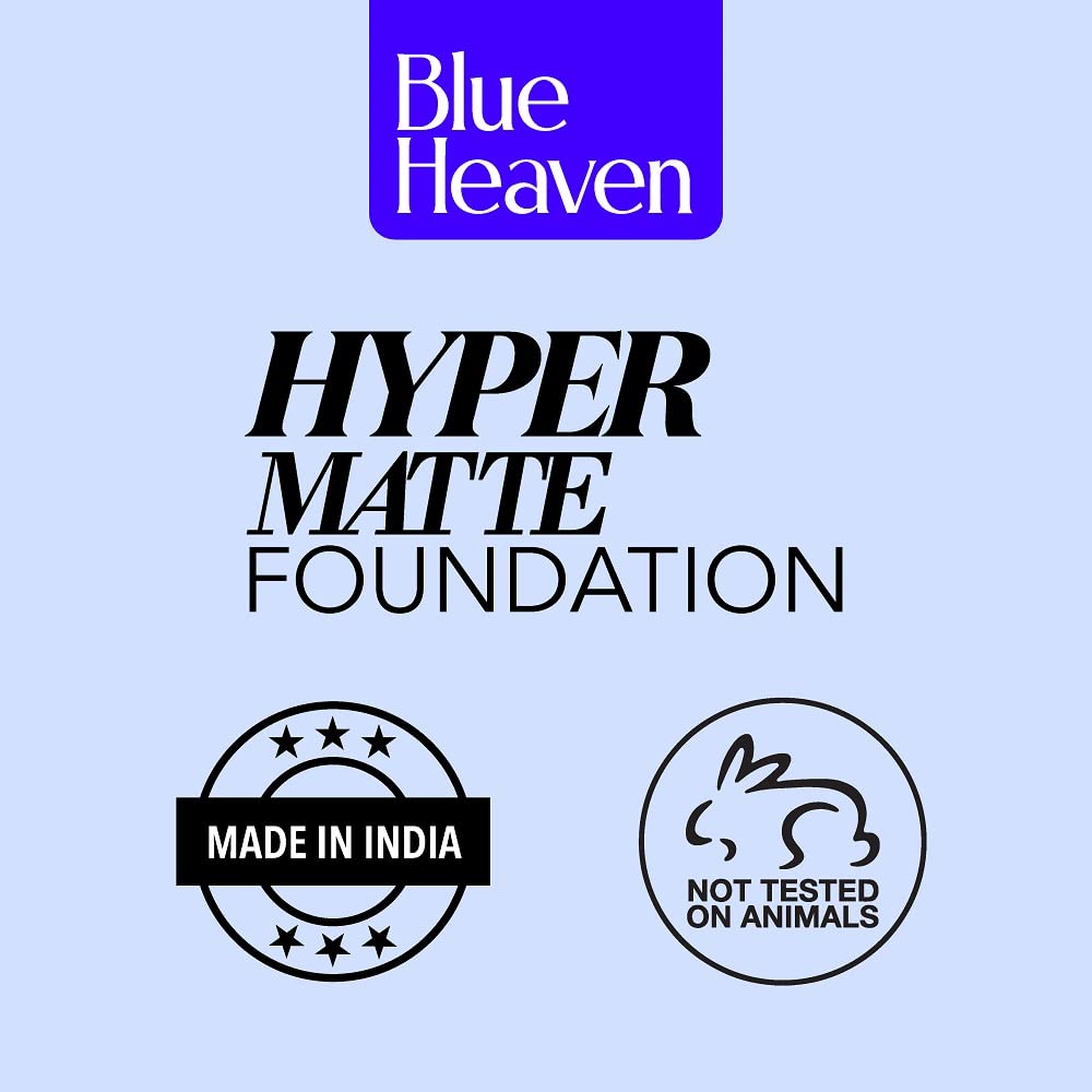 Blue Heaven Hyper Matte Liquid Foundation, Waterproof, Hydrating, Caramel, 30ml