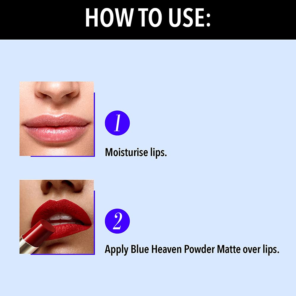 Blue Heaven Powder Matte Lipstick, Waterproof, Longlasting, N02, Tofee Brown, 3.5gm