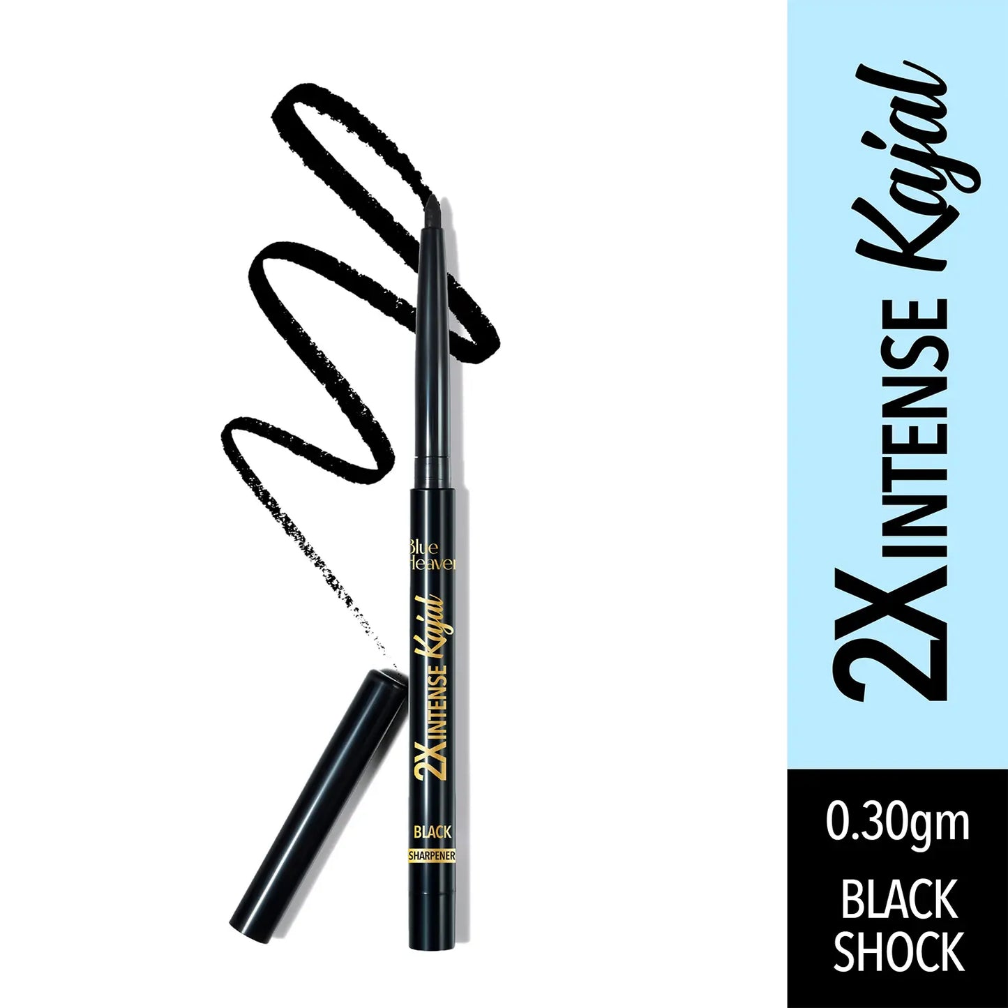 Blue Heaven 2x Intense Kajal Pencil, Black Shock,(Pack of 1)