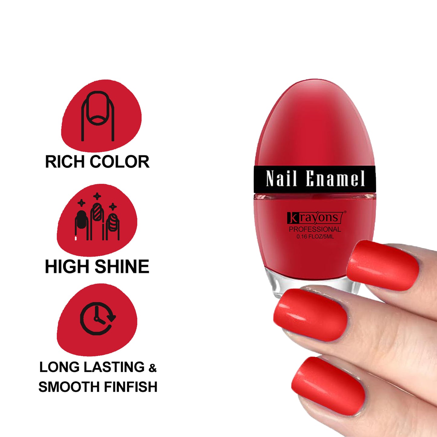 Krayons Professional Glossy Nail Paint, 5ml Each, Pack of 6 (Multicolor-11)