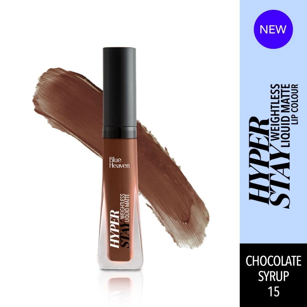 Blue Heaven Hyperstay Weightless Liquid Matte Lipstick, Smudgeproof, Transfer proof, Chocolate Syrup, 6ml