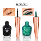Krayons Insta Dri Sparkling Eyeliner, Black, Green, Waterproof, Longlasting, 7ml Each, Combo (Pack of 2)