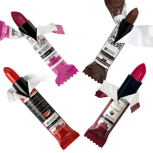 Krayons Cute  Matte Lipstick, Waterproof, Longlasting, 3.5gm Each, Pack of 4 (Shocking Pink, Chocolate Mocha, Orange Crush, Pink Lips)