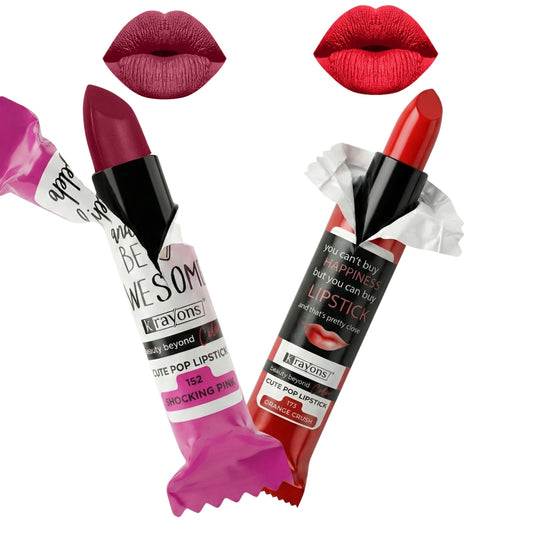 Krayons Cute  Matte Lipstick, Waterproof, Longlasting, 3.5gm Each, Pack of 2 (Shocking Pink, Orange Crush)