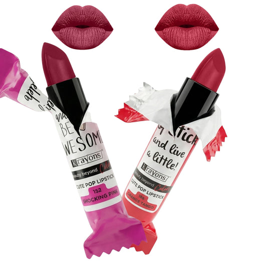 Krayons Cute  Matte Lipstick, Waterproof, Longlasting, 3.5gm Each, Pack of 2 (Shocking Pink, Orange Tango)