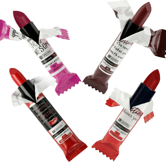 Krayons Cute  Matte Lipstick, Waterproof, Longlasting, 3.5gm Each, Pack of 4 (Shocking Pink, Cherry Maroon, Orange Crush, Centre Stage)