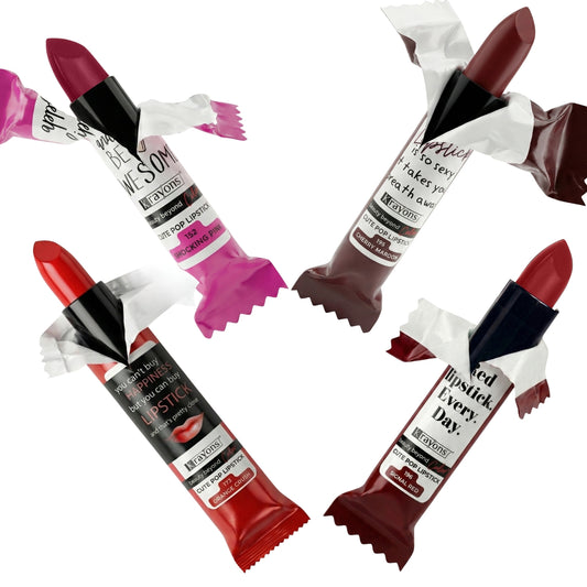 Krayons Cute  Matte Lipstick, Waterproof, Longlasting, 3.5gm Each, Pack of 4 (Shocking Pink, Cherry Maroon, Orange Crush, Signal Red)