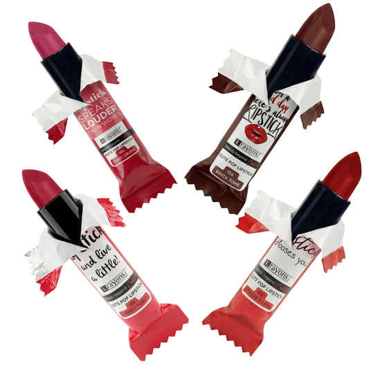 Krayons Cute  Matte Lipstick, Waterproof, Longlasting, 3.5gm Each, Pack of 4 (First Crush, Brick Tone, Orange Tango, Centre Stage)