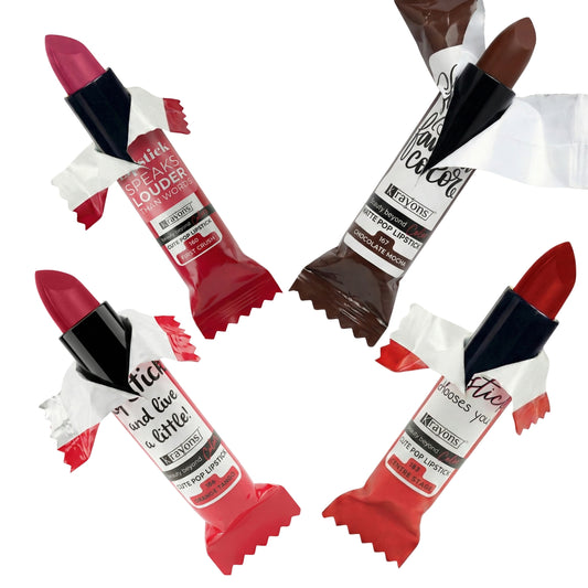 Krayons Cute  Matte Lipstick, Waterproof, Longlasting, 3.5gm Each, Pack of 4 (First Crush, Chocolate Mocha, Orange Tango, Centre Stage)