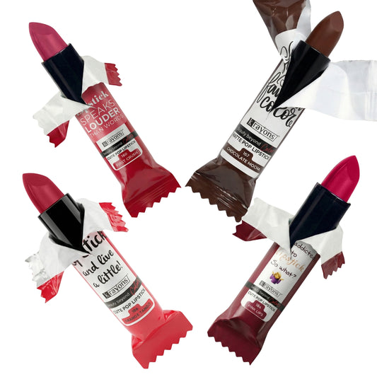 Krayons Cute  Matte Lipstick, Waterproof, Longlasting, 3.5gm Each, Pack of 4 (First Crush, Chocolate Mocha, Orange Tango, Pink Lips)