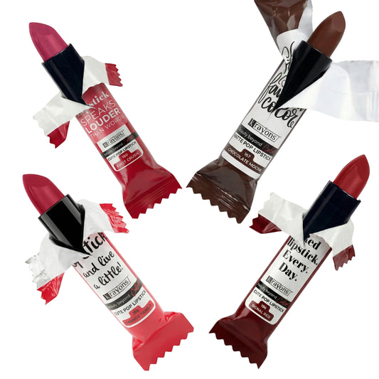 Krayons Cute  Matte Lipstick, Waterproof, Longlasting, 3.5gm Each, Pack of 4 (First Crush, Chocolate Mocha, Orange Tango, Signal Red)