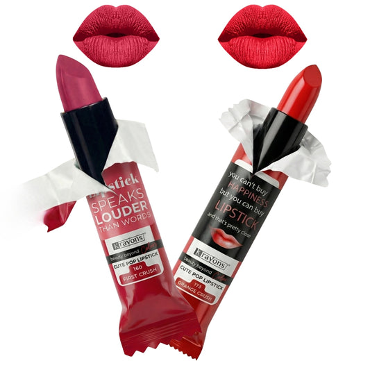 Krayons Cute  Matte Lipstick, Waterproof, Longlasting, 3.5gm Each, Pack of 2 (First Crush, Orange Crush )