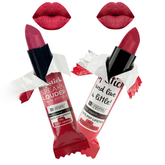 Krayons Cute  Matte Lipstick, Waterproof, Longlasting, 3.5gm Each, Pack of 2 (First Crush, Orange Tango)