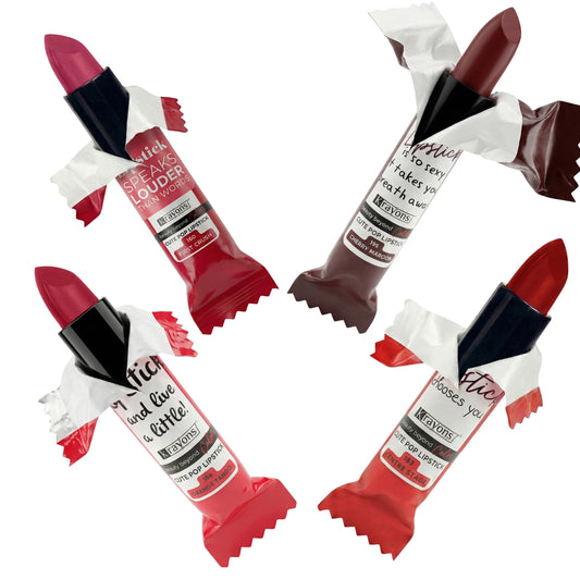 Krayons Cute  Matte Lipstick, Waterproof, Longlasting, 3.5gm Each, Pack of 4 (First Crush, Cherry Maroon, Orange Tango, Centre Stage)