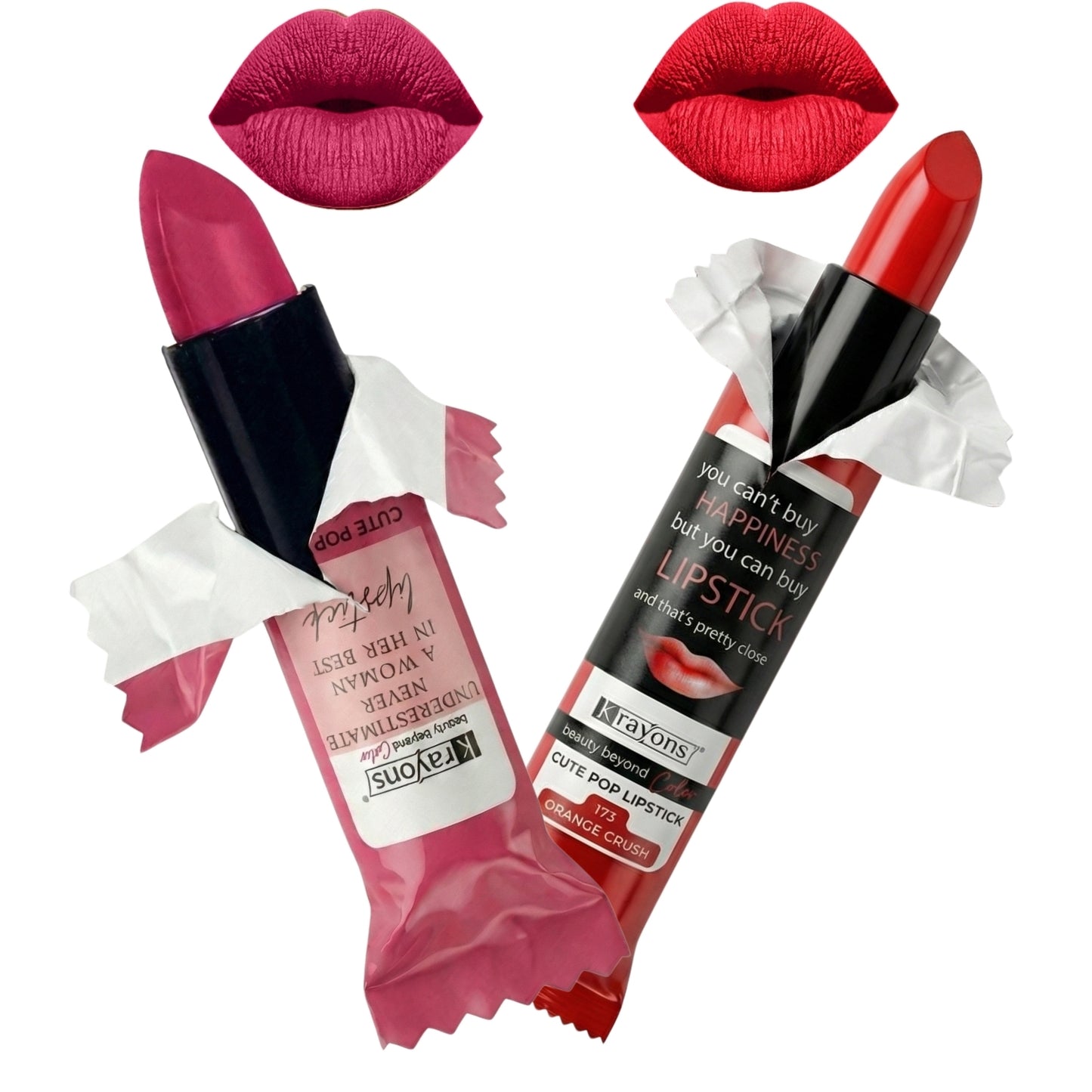 Krayons Cute  Matte Lipstick, Waterproof, Longlasting, 3.5gm Each, Pack of 2 (Angel Pink, Orange Crush)
