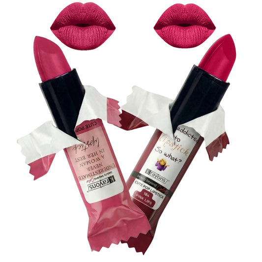 Krayons Cute  Matte Lipstick, Waterproof, Longlasting, 3.5gm Each, Pack of 2 (Angel Pink, Pink Lips)
