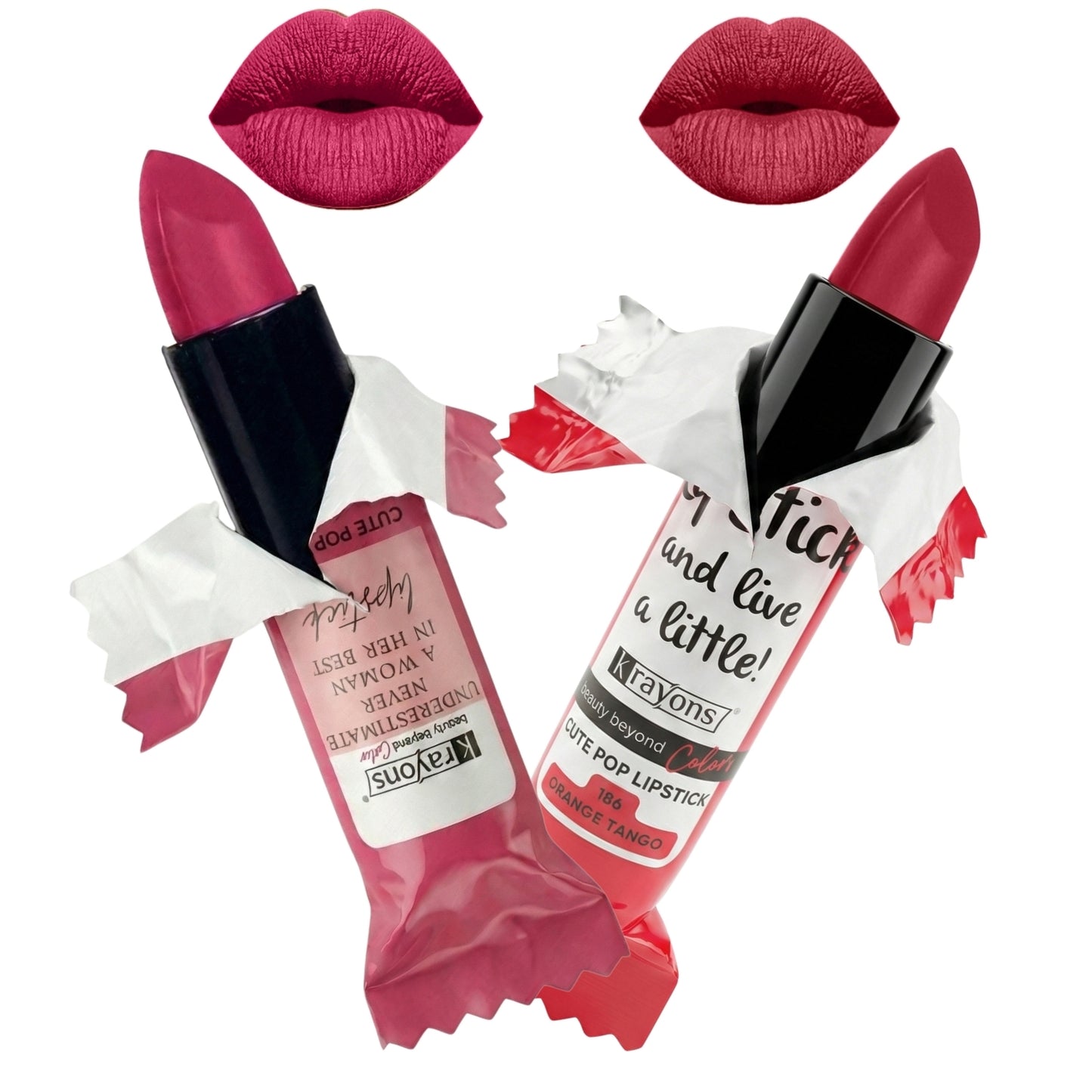 Krayons Cute  Matte Lipstick, Waterproof, Longlasting, 3.5gm Each, Pack of 2 (Angel Pink, Orange Tango)