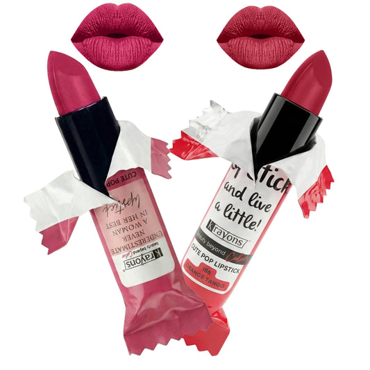 Krayons Cute  Matte Lipstick, Waterproof, Longlasting, 3.5gm Each, Pack of 2 (Angel Pink, Orange Tango)