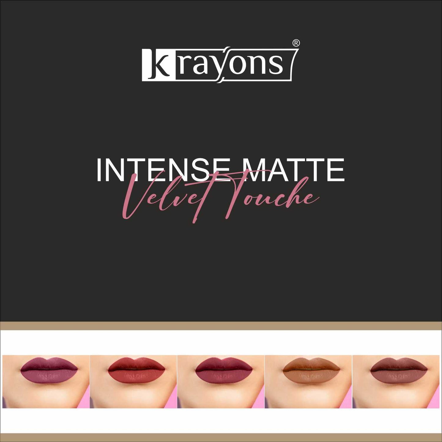 Krayons Intense Matte Lipstick, Waterproof, Longlasting, Multicolor, 3.5gm Each (Pack of 5)