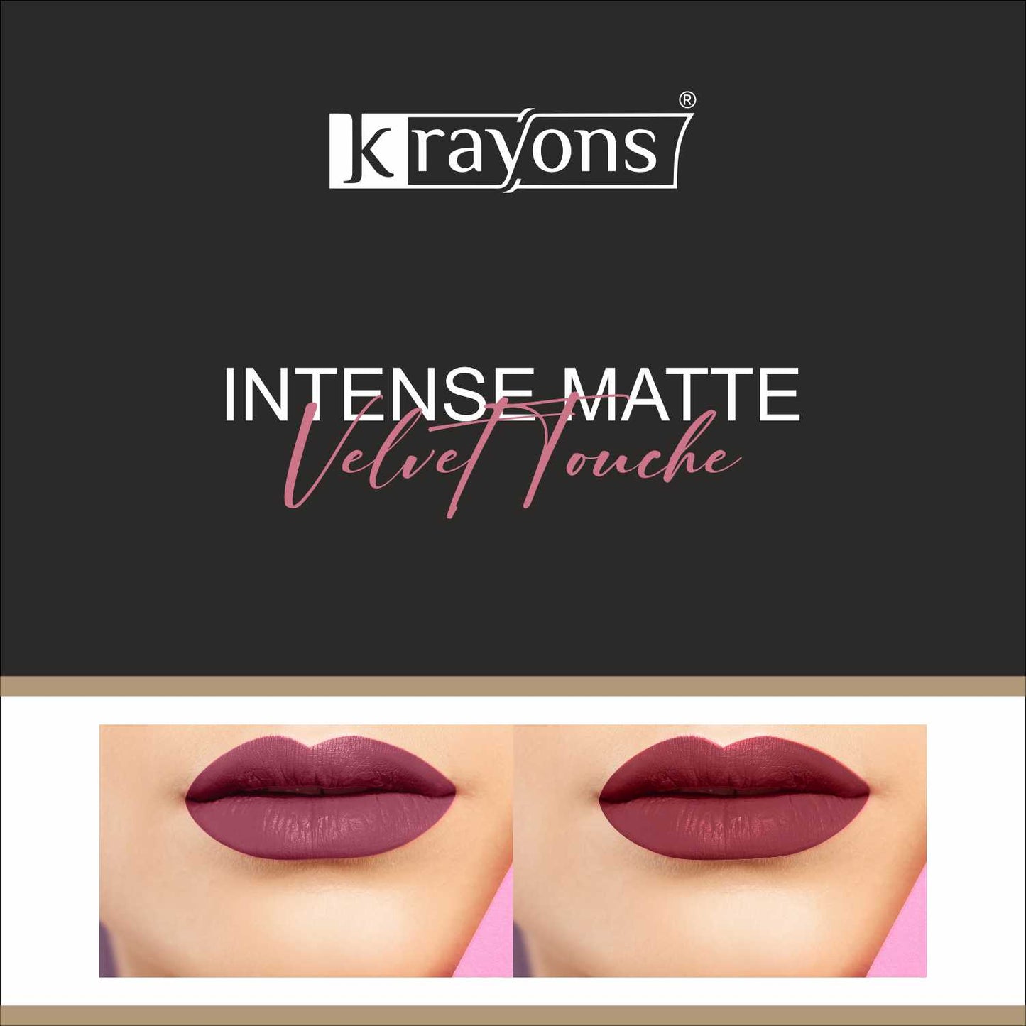 Krayons Intense Matte Lipstick, Waterproof, Longlasting, Rose Red, Cherry Maroon, 3.5gm Each (Pack of 2)