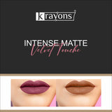 Krayons Intense Matte Lipstick, Waterproof, Longlasting, Rose Red, Nude Beige, 3.5gm Each (Pack of 2)