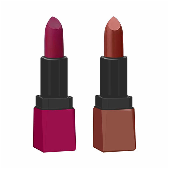 Krayons Intense Matte Lipstick, Waterproof, Longlasting, Rose Red, Chocolate Caramel, 3.5gm Each (Pack of 2)
