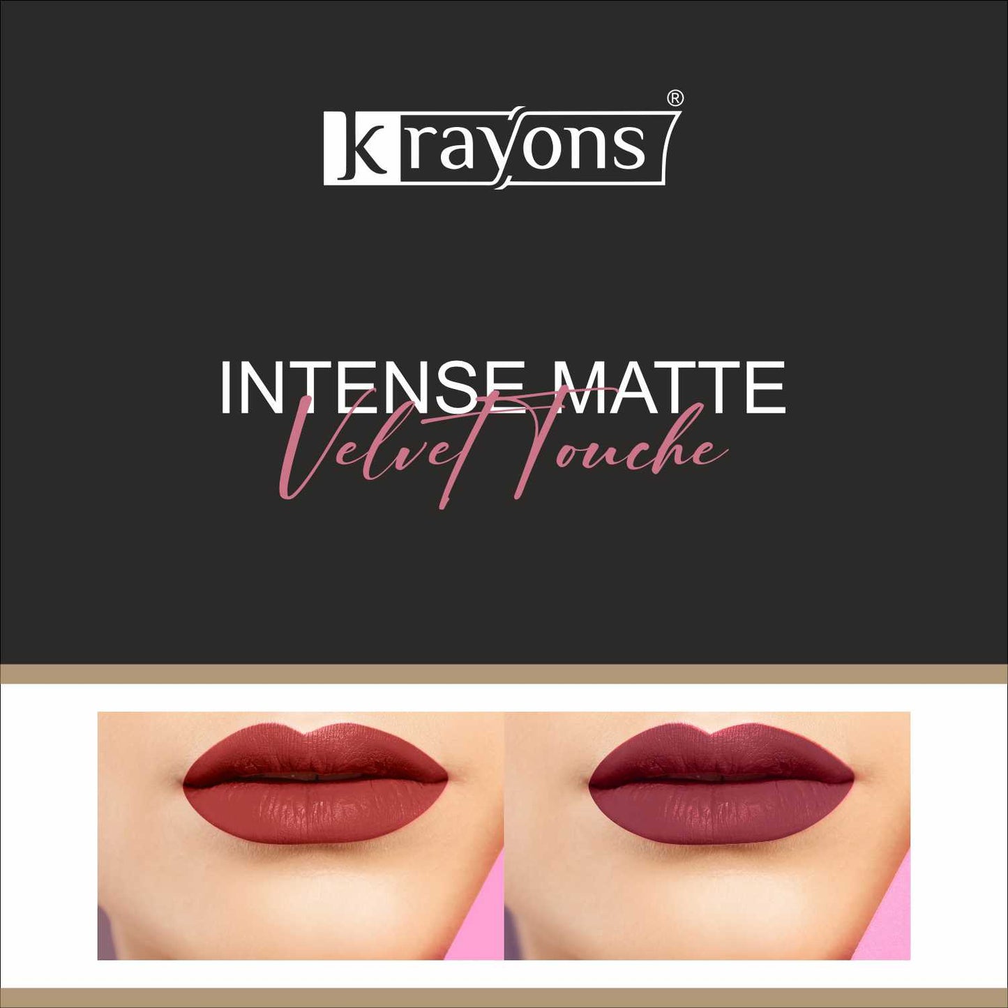 Krayons Intense Matte Lipstick, Waterproof, Longlasting, Scarlet Red, Cherry Maroon, 3.5gm Each (Pack of 2)