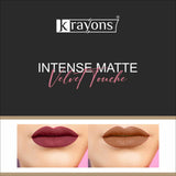 Krayons Intense Matte Lipstick, Waterproof, Longlasting, Cherry Maroon, Nude Beige, 3.5gm Each (Pack of 2)