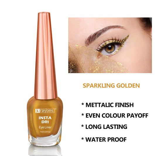 Krayons Insta Dri Sparkling Eyeliner, Waterproof, Longlasting, Golden, 7ml