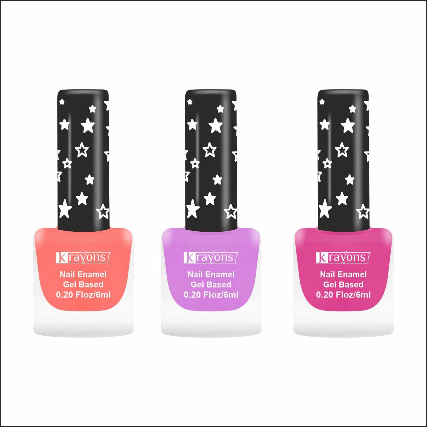 Krayons Cute Super Matte Finish Nail Enamel, Quick Dry, LongLasting, Blossom Peach, Plum Matte, Hot Pink, 6ml Each (Pack of 3)