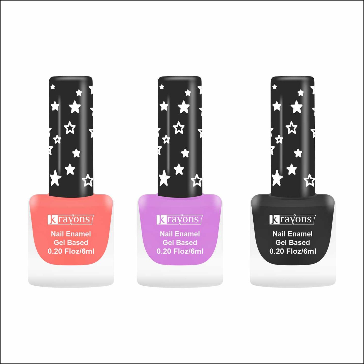 Krayons Cute Super Matte Finish Nail Enamel, Quick Dry, LongLasting, Blossom Peach, Plum Matte, Black Magnet, 6ml Each (Pack of 3)