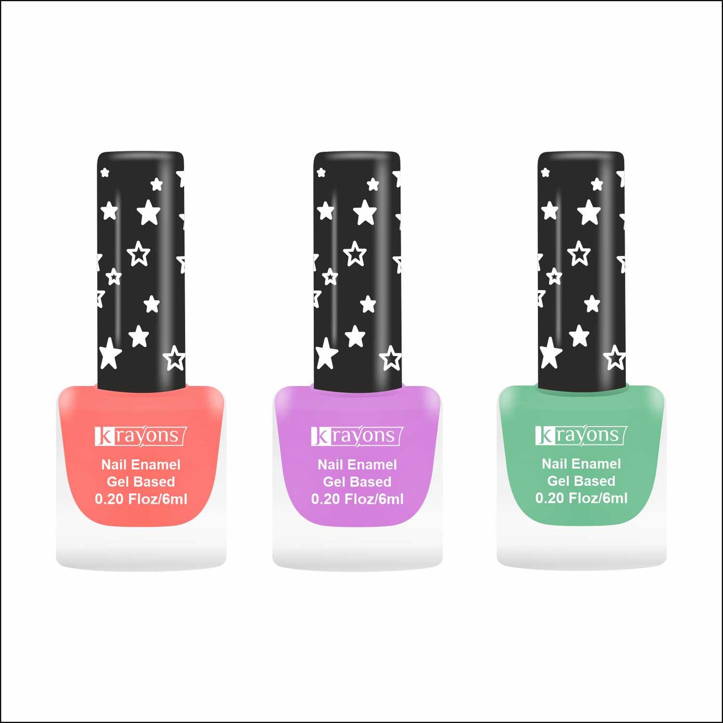 Krayons Cute Super Matte Finish Nail Enamel, Quick Dry, LongLasting, Blossom Peach, Plum Matte, Mint Green, 6ml Each (Pack of 3)