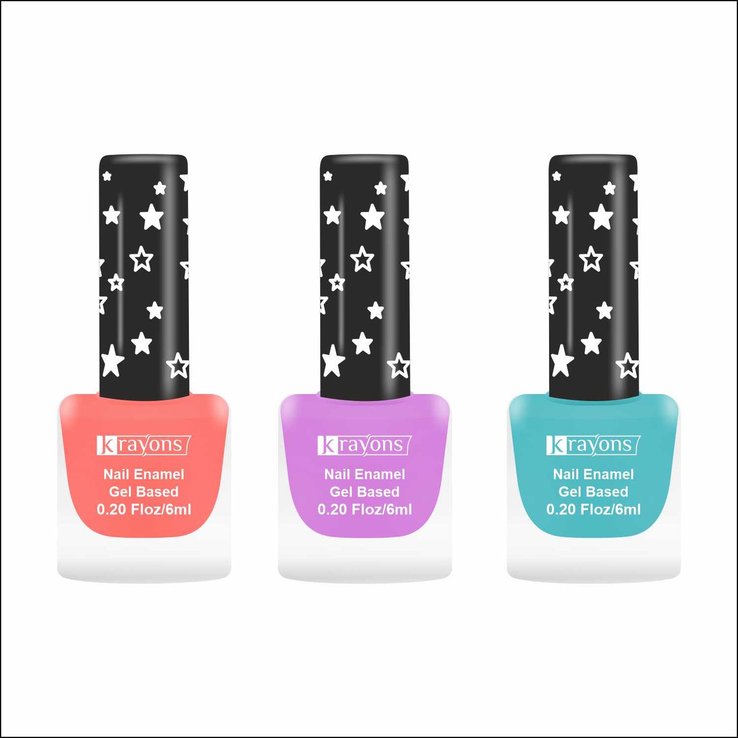 Krayons Cute Super Matte Finish Nail Enamel, Quick Dry, LongLasting, Blossom Peach, Plum Matte, Cyan Matte, 6ml Each (Pack of 3)