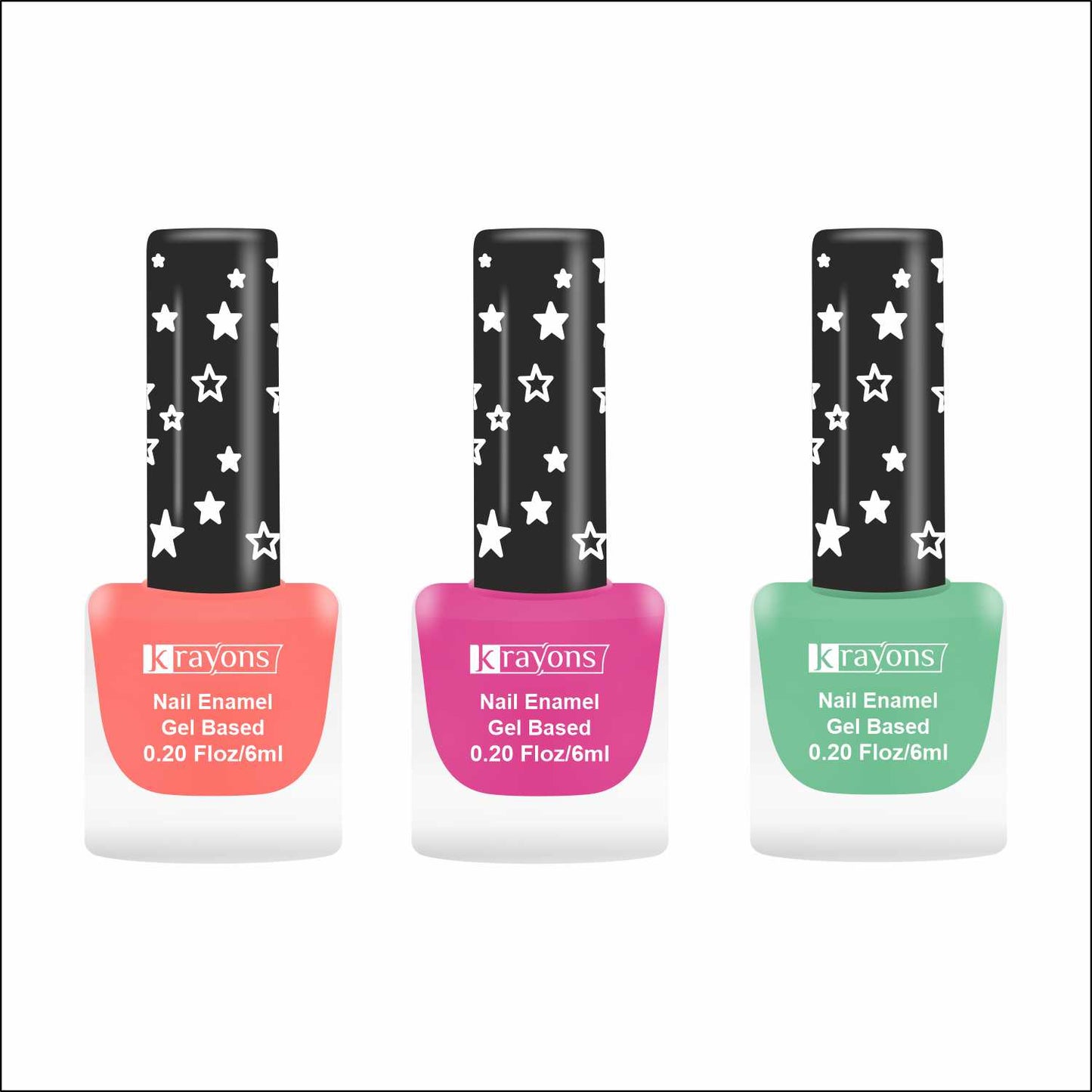 Krayons Cute Super Matte Finish Nail Enamel, Quick Dry, LongLasting, Blossom Peach, Hot Pink, Mint Green, 6ml Each (Pack of 3)