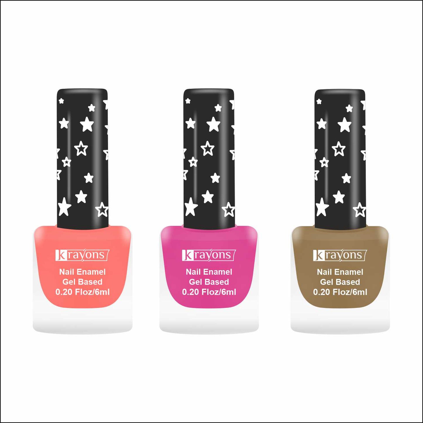 Krayons Cute Super Matte Finish Nail Enamel, Quick Dry, LongLasting, Blossom Peach, Hot Pink, Nude Beige, 6ml Each (Pack of 3)