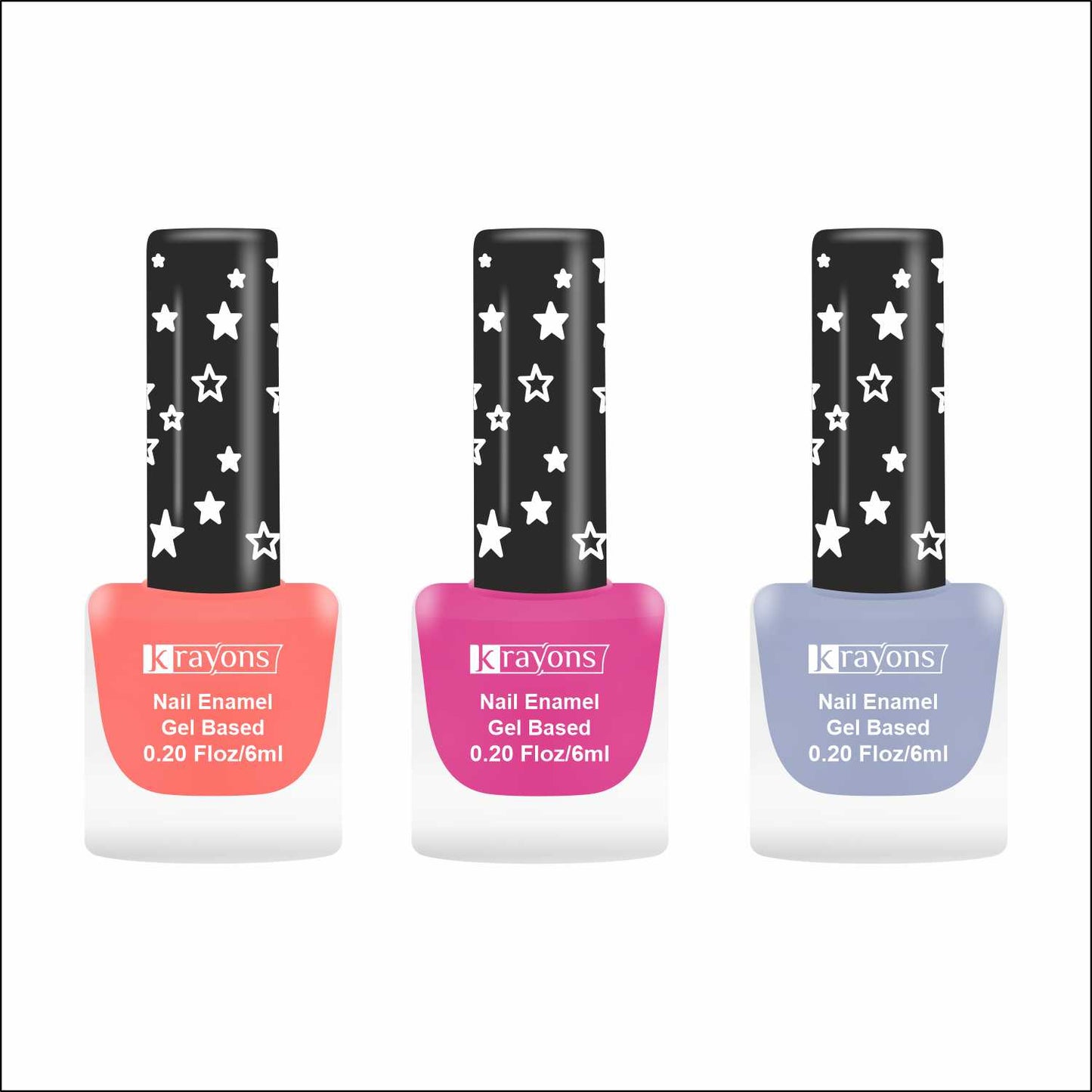 Krayons Cute Super Matte Finish Nail Enamel, Quick Dry, LongLasting, Blossom Peach, Hot Pink, Ice Matte, 6ml Each (Pack of 3)